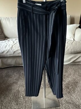 Wilfred Striped Belted Black White Flat Front Women's Dress Pants